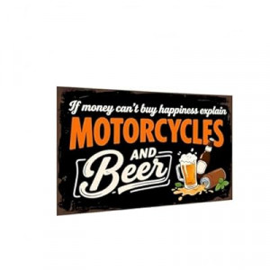 Carastora Retro Metal Tin Sign – Motorcycle and Beer Wall Decor, Funny Vintage Sign for Bar, Cafe, G…