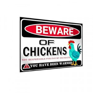 Carastora Humorous Chicken Sign – Retro Tin Warning Sign for Yard, Coop, Café, or Wall, Chicken Decor…
