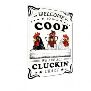 Carastora Funny Chicken Sign – Retro Tin Sign for Coop, Farmhouse, or Kitchen Wall, Cute Farm Animal De…