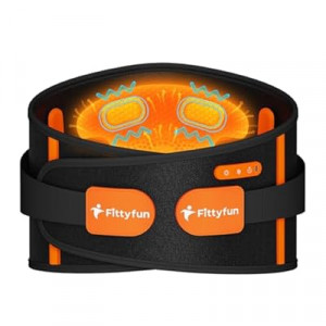 Fittyfun Cordless Heating Pad for Back Pain Relief - Portable Heated Belt with Vibration, Battery Operat…