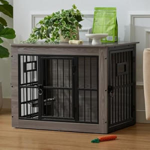 32 Inch Heavy Duty Dog Crate Furniture for Medium/Small Dogs, Decorative Pet House End Table wit…