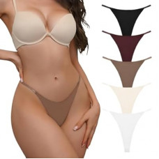 RoyalBelle Seamless G-String Thongs for Women,T-Back Thong,No Show Underwear Stretch Comfortable Br…