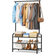 MISSLO Sturdy Clothing Racks for Hanging Clothes with 3 Shelves Garment Rack Heavy Duty Clothes…