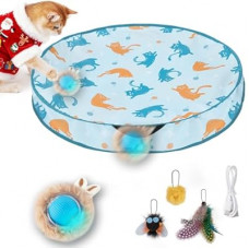 ZOMISIA Interactive Cat Toy Ball, Hide and Seek Cat Toys in Play Mat, Moving Rolling Kitten Toys for Indo…