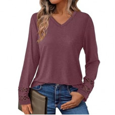 GKBK Women’s Long Sleeve V Neck Tunic Top Casual Dressy Blouse Business Loose Fit Trendy 2025 Fall…