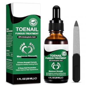 Toenail Treatment with 25% Undecylenic Acid, Nail Renewal, Promotes Nails Health,Enrich Jojob…