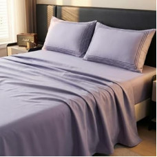 DCSKY King Size 4 Piece Sheet Set - Brushed Microfiber Comfy Breathable Bed Sheets Set, Deep Pockets Quee…