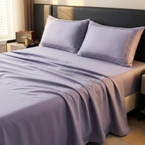 DCSKY King Size 4 Piece Sheet Set - Brushed Microfiber Comfy Breathable Bed Sheets Set, Deep Pockets Quee…