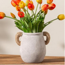 Ceramic Flower Vase Home Decor - 7.1 Inch White Rustic Table Flowers Vases Living Room Bedroom Plant…