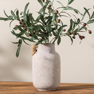 Ceramic Flower Vase Home Decor - 9.7 inch Large White Rustic Table Flowers Vases Living Room Bedroo…