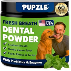 Pupzle Dog Teeth Cleaning Powder for Fresh Breath, Dog Dental Powder, Tartar & Plaque Focused, Natural Br…