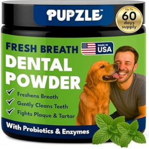 Pupzle Dog Teeth Cleaning Powder for Fresh Breath, Dog Dental Powder, Tartar & Plaque Focused, Natural Br…
