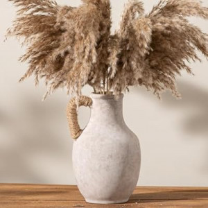 Ceramic Flower Vase Home Decor - 10 Inch Large White Rustic Table Flowers Vases Living Room Bedroo…