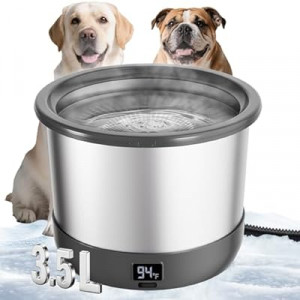 Twinsing 3.5L Heated Water Bowl, Stainless Steel Heated Dog Bowl with Digital Display and Adjustable Tem…