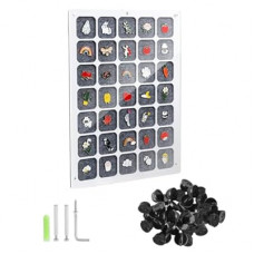 UCEC 35 Grids Clear Acrylic Pin Display Board & 50 PCS Rubber Pin Clutches, Enamel Pin Collection Dis…