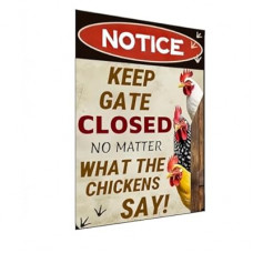 Carastora Keep Gate Closed Sign - Rustic Farm Metal Sign for Chicken Coop, Yard, Garden Fence or Outdo…