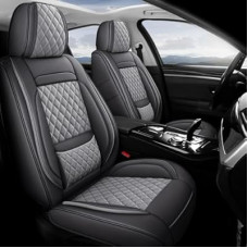 BABYBLU Car Seat Covers Full Set,Universal Leather Car Seat Covers for Cars,Waterproof Leather Autom…