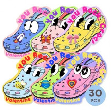 Poatel Valentines Day Cards for Kids School, 30 Kids Valentine Cards with 48 Cute Shoe Charms, Valentines E…