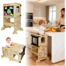 Coozyupper Toddler Kitchen Stool Helper, CPC Certified Foldable Toddler Tower, Learning Wooden T…