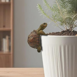 HoiiYoza Turtle Statue Tortoise Figurine Plant Pot Hanger, Resin Cute Tortugas Ornament Desk Decor Pla…