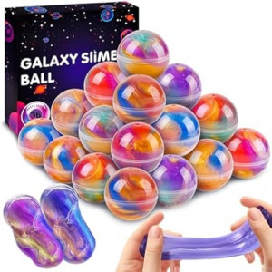 Valentines Day Gifts for Kids - 36 Pack Galaxy Slime Ball Kit for Classroom Reward Birthday Slime P…