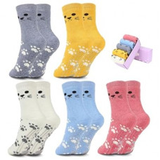 Non Slip Socks for Women with Grips Thermal Winter Warm Thick Cozy Cabin Crew Comfy Anti Skid Slipper…