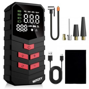 NUTCITY Portable Air Compressor for Car Tires, 16000mAh Wireless, 150PSI Wireless Tire Inflator with Li…