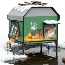 Apasiri Heated Outdoor Cat House for Winter: Insulated with Heating Pad, Indestructible Weatherproof Winter…