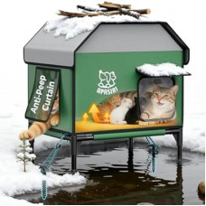 Apasiri Heated Outdoor Cat House for Winter: Insulated with Heating Pad, Indestructible Weatherproof Winter…