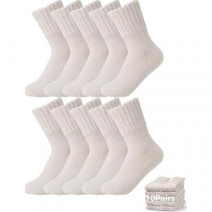 BomKinta Women's Boot Socks - Thick Boot Solid Crew Socks - Warm Cozy Soft Calf Sock 10 Pairs Size 5-11