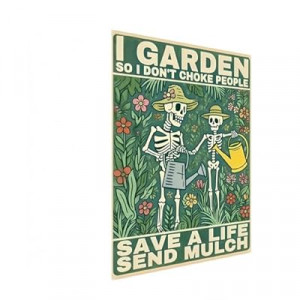 Carastora Funny Garden Skull Tin Sign, Vintage Tin Wall Art for Home, Cafe, Bar and Office, Humorous Sku…