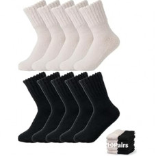 BomKinta Women's Boot Socks - Thick Boot Solid Crew Socks - Warm Cozy Soft Calf Sock 10 Pairs Size 5-11