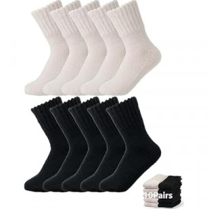 BomKinta Women's Boot Socks - Thick Boot Solid Crew Socks - Warm Cozy Soft Calf Sock 10 Pairs Size 5-11