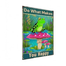 Carastora Cute Frog & Mushroom Metal Sign, Rustic Vintage Tin Wall Art for Home, Bedroom, and Office,…