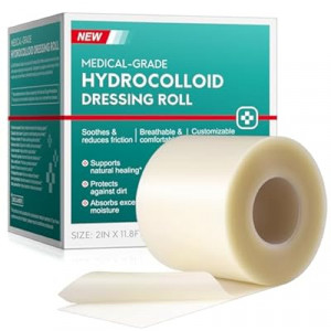 Hydrocolloid Roll for Wound Care (2IN X11.8FT), Medical Grade Self-Adhesive Hydrocolloid Patch Banda…