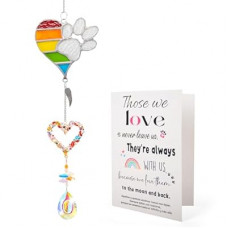 VOFSTAND Pet Memorial Suncatcher, Dog Memorail Gifts of Loss Dogs and Cats with Sympathy Card