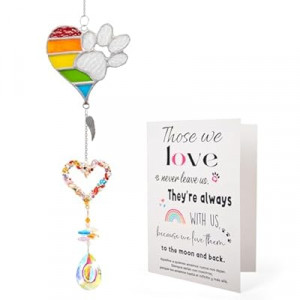VOFSTAND Pet Memorial Suncatcher, Dog Memorail Gifts of Loss Dogs and Cats with Sympathy Card