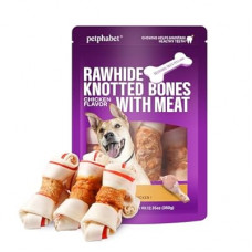 PETPHABET Chicken Wrapped Rawhide Dog Bones, 5-5.5 Inch Long Lasting Dog Chew Treats for Mediu…