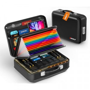 Fireproof Document Box with Lock, 5200°F Fireproof Water Resistant Hard Case File Organizer Safe Box f…