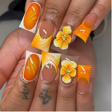 Short Duck Nails Press On French Tip Fall Nails For Women