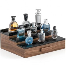 Gernshe Solid Walnut Cologne Organizer for Men,Cologne Stand,3 Tier Wooden Cologne Holder Shelf…