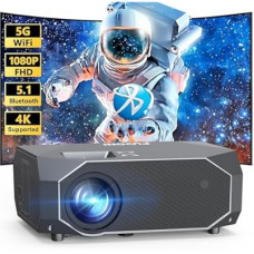 Projector with 5G WiFi and Bluetooth Native 1080P 4K Support, Outdoor Projector, Portable Home Theater P…