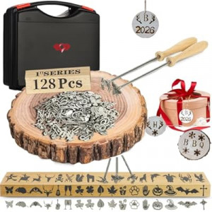 1 Inch 38-Piece Stainless Steel Branding Iron Kit - Alphabet, Numbers & Animal Designs for Wo…