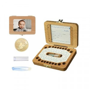 Tooth Fairy Tooth Holder for Kids, Fairy Baby Keepsake Box for Lost Teeth, Wooden Umbilical Cord Kee…