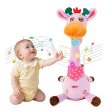 MIAODAM Dancing Giraffe Singing 10 Children's Song, Stuffed Baby Toy Repeats What You Say, Christmas C…