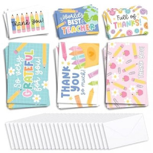 Hadley Designs Teacher Thank You Cards with Envelopes -24 Teacher Appreciation Cards Bulk, Cute Than…