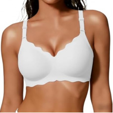 COCOMARTS Jelly Bras for Women No Underwire Scalloped Push Up Wireless Bralettes Seamless Soft Co…