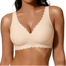 COCOMARTS Jelly Bras for Women No Underwire Scalloped Push Up Seamless Full Coverage Plunge Bral…