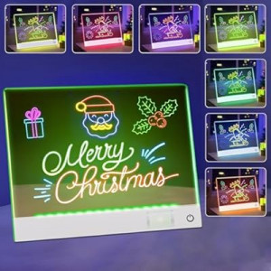 Rechargeable LED Drawing Board, Doodle Glow LED Note Board with 7 Colors, Light Up Neon Art Dry Erase…
