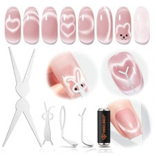 modelones French Cat Eye Magnet Set, Scissor-Shaped Nail Magnet Tool, 2 IN One Cateye Nail Magnet for Fr…